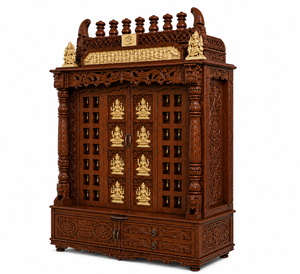 South Indian Ashtalakshmi Pooja <b>Mandir</b> with Doors Teak Wood Customized Size Durable Fast Delivery Home Furniture - Product Image 4