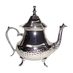 Théière en métal à motif gaufré, plaquée argent, Dallah à café arabe, faite à la main, pour la maison, la table, la cuisine, théières et cafetières - Product Image 2
