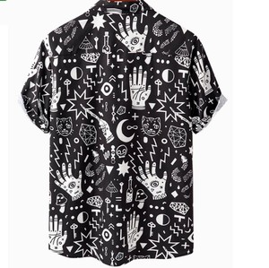 <b>Men's</b> Black Short Sleeve Printed Cartoon <b>Halloween</b> <b>TShirt</b> Regular Fit Casual Wear - Product Image 6