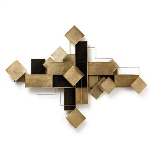Arte de Pared Geométrico Moderno de Latón, Patrón Irregular Abstracto, Decoración Artesanal de Metal, Montaje en Pared, Pieza Única - Product Image 2