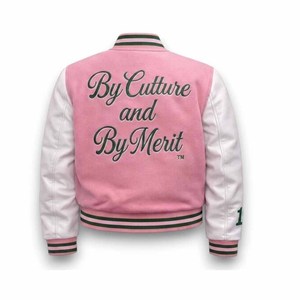 Alfa |   Kapa |   Chaqueta Bomber de Satén con Cremallera y Lentejuelas Bordadas Transpirables Personalizadas de la Hermandad Alpha (AKA) - Product Image 2