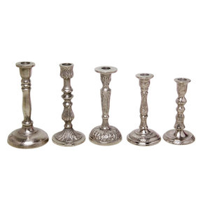 Ensemble de 7 bougeoirs coniques dorés de hauteurs variées, en métal, pour centre de table de mariage - Product Image 2