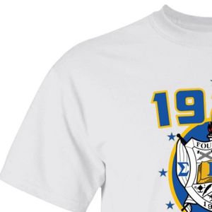 เสื้อยืดพิมพ์ลาย Sigma Gamma Rho สีขาว ผ้าฝ้าย เสื้อยืดออกแบบตัวอักษรกรีกแบบกำหนดเอง เสื้อทีมชมรมคุณภาพพรีเมียม เสื้อขายส่ง - Product Image 3