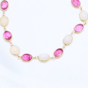 Classic 18k Yellow Gold Handmade Fine Jewelry Women's Geometric Engagement <b>Opal</b> Pink Tourmaline Gemstone Chain <b>Bracelet</b> Gift - Product Image 6