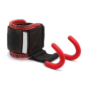 Coated Metal & Cotton Gym Lifting Hooks Pair with Non-Slip Coating Adjustable Wrist <b>Straps</b> for Powerlifting Strength Training - Product Image 3