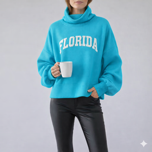Women Oversize Long Mockneck Pullover Sweatshirt Soft Breathable Anti-shrink <b>Winter</b> Autumn Casual Relaxed Fashion Front Logo <b>Top</b> - Product Image 4