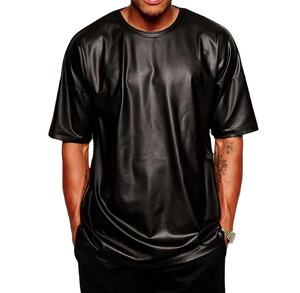 เสื้อยืดผู้ชายแบบหนังสีดำระบายอากาศได้ดี - Product Image 1