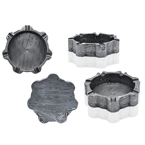 Handmade Damascus Steel Ashtray Unique Pattern Metal Smoking Tray Durable Heat Resistant Ash Holder for Home Office <b>Table</b> Use - Product Image 4