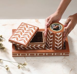 Ensemble de brûleurs d'encens en bois de la meilleure qualité avec plateau, incrustation artisanale en nacre et résine, porte-encens, artisanat, exportation mondiale - Product Image 2