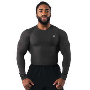 T-shirt de sport à manches longues pour homme, compression, séchage rapide, coupe ajustée, haut de performance pour l'entraînement physique - Product Image 1