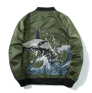 Design Clothing Unisex Autumn Multi Color Canvas Sukajan Varsity Bomber Jackets Reversible Quick Dry Front Streetwear Men - Product Image 3