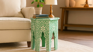 Table d'appoint en incrustation d'os Mobilier de chambre à coucher fait à la main en os - Product Image 5