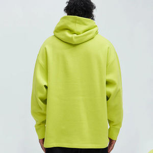 Sweat-shirt zippé à capuche oversize pour homme, vert citron uni, en molleton de coton, décontracté, coupe classique, avec poche tricotée sur le devant, idéal pour l'automne - Product Image 2