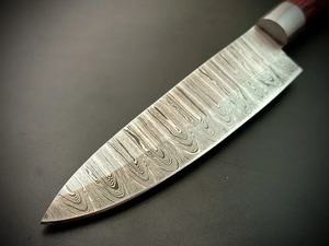 Custom Handmade Modern Ambidextrous Chef <b>Knife</b> Damascus Steel Blade 3.0mm Thickness Rose Wood Handle Leather Sheath 8-9.9in - Product Image 3