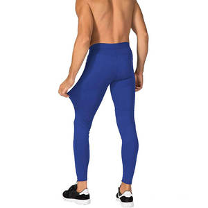 Leggings de Compresión para Hombre, Largos, Azul Sólido, Cintura Elástica, Spandex, Poliéster, Antibacterianos, Ropa Deportiva para Gimnasio y Running - Product Image 2