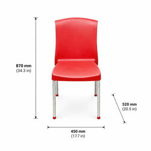Red <b>Plastic</b> <b>Chair</b> Metal Legs Traditional Design Durable Construction Outdoor <b>Dining</b> Bathroom Bedroom Kitchen Living - Product Image 3