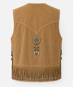 Chaleco de Cuero de Gamuza Estilo Vaquero Occidental para Hombre, Diseño Moderno con Flecos, Gran Venta |   Proveedor de Chalecos de Cuero Hechos a Mano de Primera Calidad - Product Image 2
