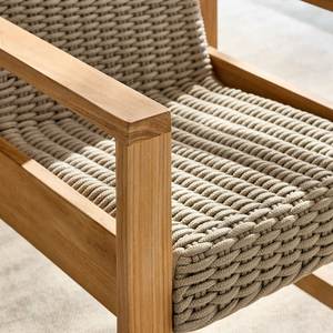 Modern Teak Outdoor Dining Set <b>Round</b> <b>Patio</b> <b>Table</b> and Rope Dining Chairs for Hotel Resort Villa - Product Image 2