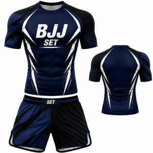 Ensemble personnalisé de t-shirt, pantalon et short de Jiu Jitsu pour hommes, vêtements de sport Muay Thai MMA UFC Boxe BJJ, logo sur le devant, respirant - Product Image 1