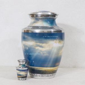 โกศบรรจุอัฐิแบบทนทาน Sky Ocean สำหรับเก็บเถ้ากระดูกเป็นเวลานาน โกศบรรจุอัฐิอะลูมิเนียมสลักลายสำหรับผู้ใหญ่ - Product Image 6