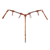 Collier de poitrail pour cheval en cuir véritable personnalisé, style western, avec décorations en cuir, pour l'équitation, à prix de gros