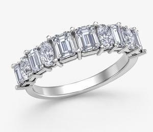 Bague de fiançailles en argent sterling 925 de luxe avec moissanite taille émeraude et pierres mélangées ovales, cadeau pour femme, mariage - Product Image 1