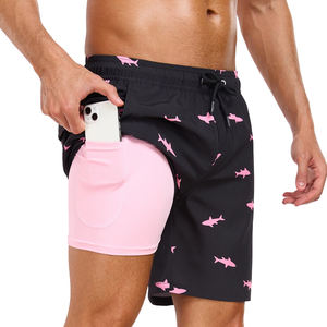 Shorts de bain pour hommes en polyester et élasthanne imprimés sur mesure, séchage rapide, respirants, pour l'été, la plage, la salle de sport, les entraînements, vêtements de bain athlétiques - Product Image 5