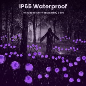 4 pacchetti di luci solari per occhi ondeggianti di Halloween IP65 impermeabili 24LED giardino esterno Patio decorazioni per feste in verde e viola - Product Image 4