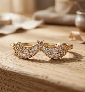 Magnifique bague de fiançailles en or massif 10K 14K 18K avec diamant rond de laboratoire de couleur DEF, clarté VS VVS, certifié IGI, design feuille - Product Image 2
