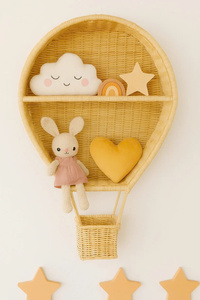New Design Natural Woven Rattan Hot Air <b>Balloon</b> Wall Shelf Display Rack for Baby Room Nursery Hotel Decor From WholeSale Vietnam - Product Image 5