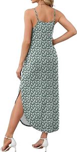 Robe longue hawaïenne pour femme, robe d'été décontractée, robe de plage tropicale à bretelles spaghetti - Product Image 3