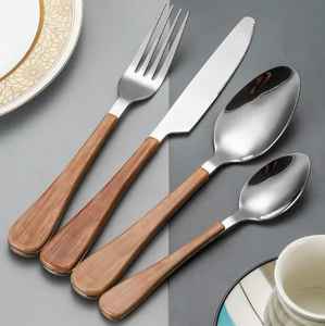 Achetez une cuillère à salade en acier inoxydable de qualité supérieure avec manche en bois, résistante au lave-vaisselle, pour la cuisine, les hôtels, les maisons, qualité d'exportation - Product Image 5