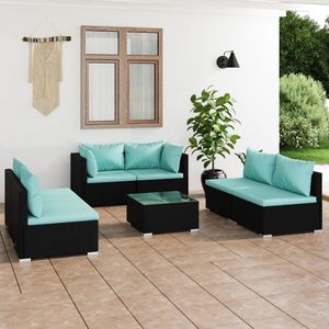 Set Lounge da Giardino Nero e Blu Acqua - Product Image 1