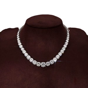 Round Lab Grown Diamond Graduated <b>Tennis</b> <b>Necklace</b> Featuring IGI Certified Diamond 10K 14K 18K Solid <b>Gold</b> Elegant Wedding Jewelry - Product Image 1