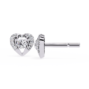 <b>Heart</b> Cut Lab Grown Diamond <b>Earrings</b> Gold Plated Jewelry White Diamond Stud <b>Earrings</b> for Wedding Party Gift - Product Image 3