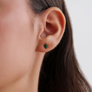 Productos Más Vendidos, Pendientes de Oro Amarillo K14 con Esmeralda Natural 100% Auténtica, Diseño Minimalista, Joyería Personalizada - Product Image 2