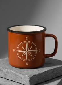 Navigation Theme Metal Camp Cup Custom Logo Printing Heavy Duty Iron Enamel <b>Mug</b> Featuring Compass Rose Artwork Unbreakable - Product Image 5