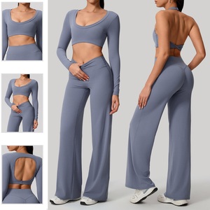 Workout Sets for Women High Quality Sports Bra High Waist Leggings Suit <b>Long</b> <b>Sleeve</b> Workout Wear Women Fitness Clothes Yoga Set - Product Image 2