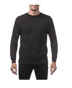 Camiseta Deportiva de Manga Larga 100% Algodón para Hombre, Color Negro Liso, Transpirable, Cuello Redondo, Ropa Deportiva de Alta Calidad y a la Moda - Product Image 1