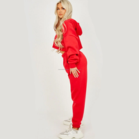 Nouvel Arrivage Ensemble Sweat à Capuche Court et Pantalon Ample pour Femme, Vintage, Brodé, en Molleton de Coton Uni, Écologique, Respirant et Anti-boulochage