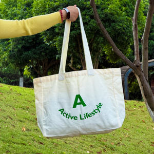 Active Lifestyle <b>Canvas</b> <b>Tote</b> Bag Large Size Letter Print Shoulder Handle Shopping Bag Daily Use - Product Image 3