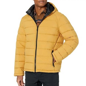 Unisex Casual Fancy Splicing Contrast Color Puffer <b>Jacket</b> Loose Fit Zipper Stand Collar Hooded 100% Nylon Outdoor - Product Image 5