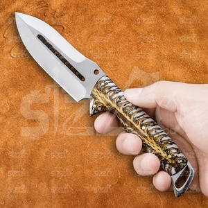 Couteau de chasse et de camping artisanal sur mesure, lame Drop Point, manche en forme de cône de pin, acier D2, couteau utilitaire OEM EDC avec étui en cuir - Product Image 2