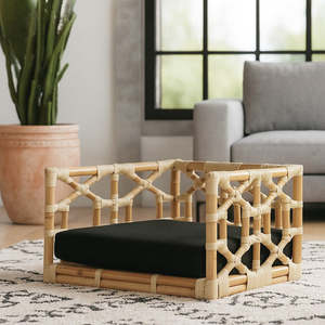 Wholesale Square Rattan Pet Bed Cheap Price Handwoven <b>Dog</b> <b>House</b> Basket Frame Sustainable Manufacturer Direct Sale Export Bulk - Product Image 1