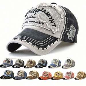 Gorras de Béisbol Unisex Personalizadas con Bordado a Mano de Alta Calidad, Estilo Desgastado, Deportivas, Comunes, 100% Algodón - Product Image 1