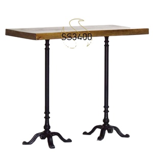 บาร์อุตสาหกรรมเหล็กหล่อไม้ตารางออกแบบอินเดียโต๊ะอาหารค่ำ Handcrafted โรงแรมออกแบบที่ไม่ซ้ำกันตาราง - Product Image 1