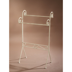 Toallero de Metal Blanco de Diseño Elegante, Estilo Mediterráneo, Decorativo, con Volutas, Independiente, para Baño - Product Image 1