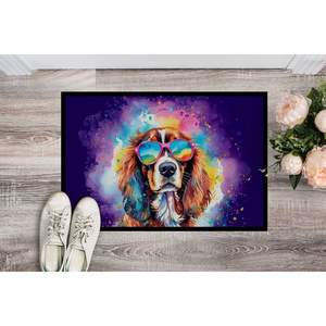 Alfombra de Entrada Antideslizante y Lavable de Pelo Corto con Diseño de Perro Hippie Cavalier Spaniel, 24x36 Pulgadas, para Interiores y Exteriores, Entrada, Patio, Muebles - Product Image 2
