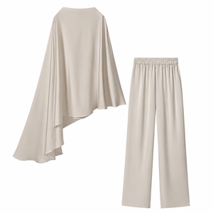 Conjunto de 2 Piezas para Mujer, Top Corto sin Mangas y Pantalones Cortos hasta la Rodilla, Tela Satén Transpirable, Moda de Verano, Logotipo Personalizado - Product Image 2