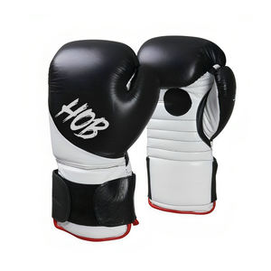 Guantes de Entrenamiento de Piel Sintética Negra de Alta Calidad, Personalizados, con Cierre de Gancho y Bucle Antideslizante, para Boxeo y Artes Marciales - Product Image 1